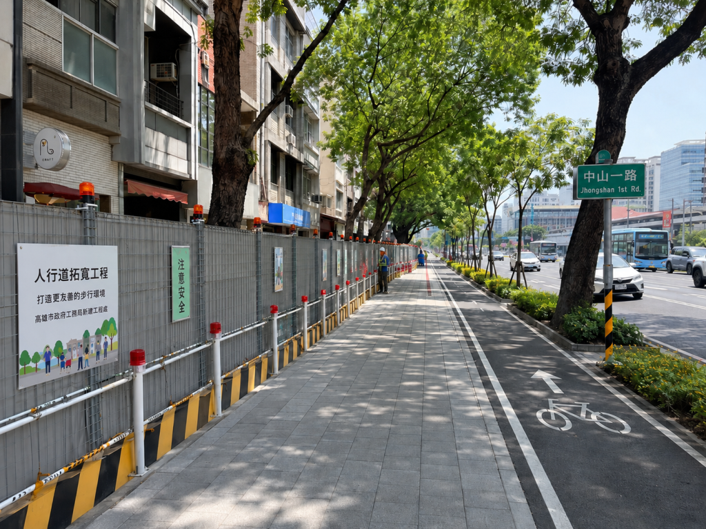 Sidewalk widening project begins near Kaohsiung Main Station