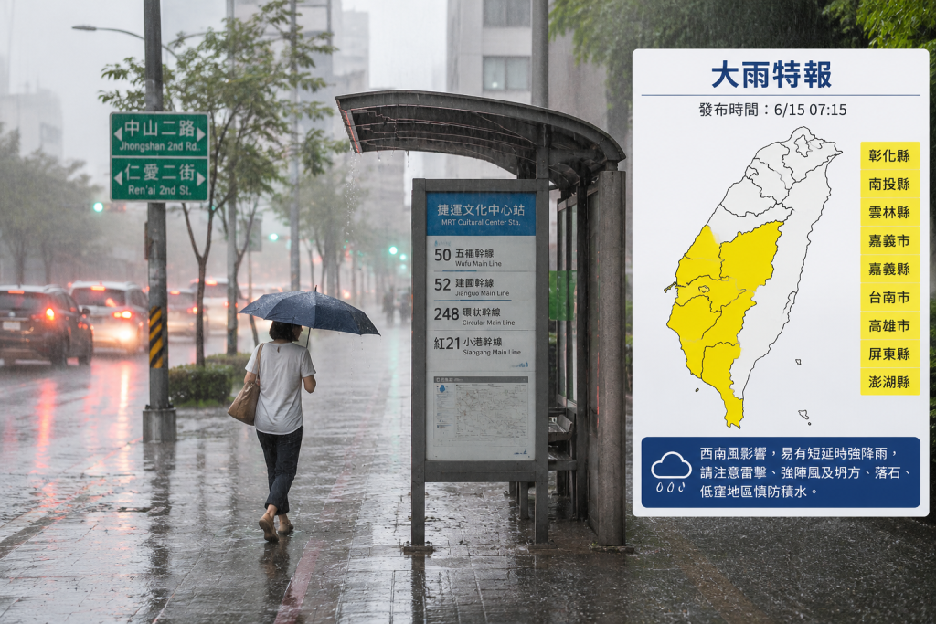 Heavy rain alert issued for Kaohsiung, Pingtung and southern Taiwan