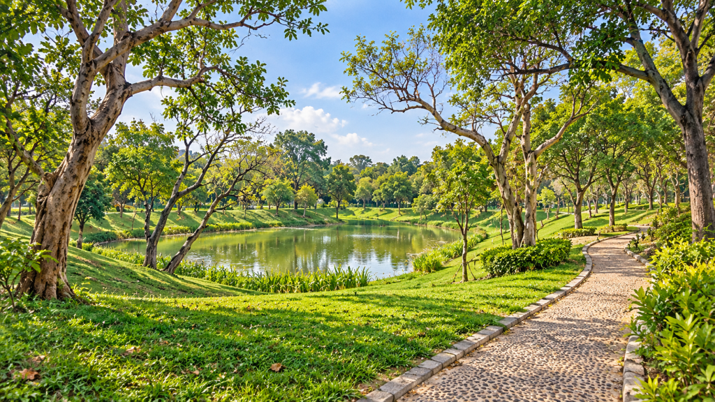 “Dream Forest Park” nears completion north of Chengcing Lake.